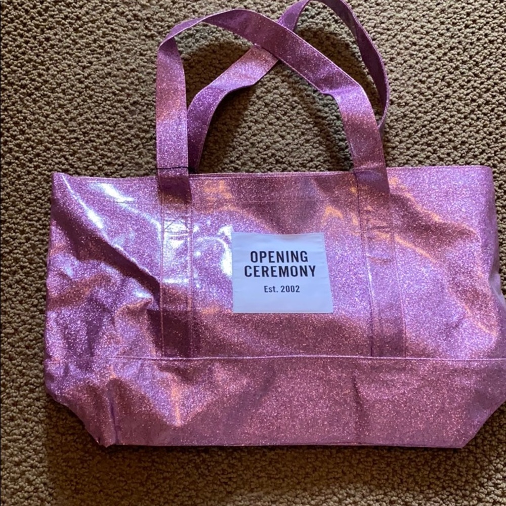 Opening Ceremony pink glitter tote bag